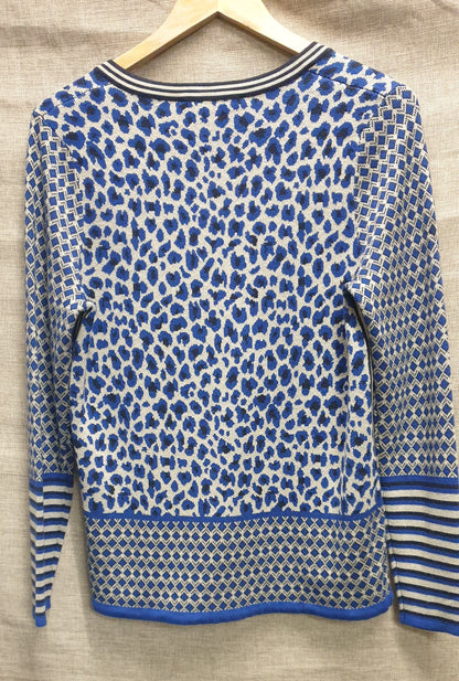 Bianca New with Tags Blue Black Grey Animal Print Jumper UK 10