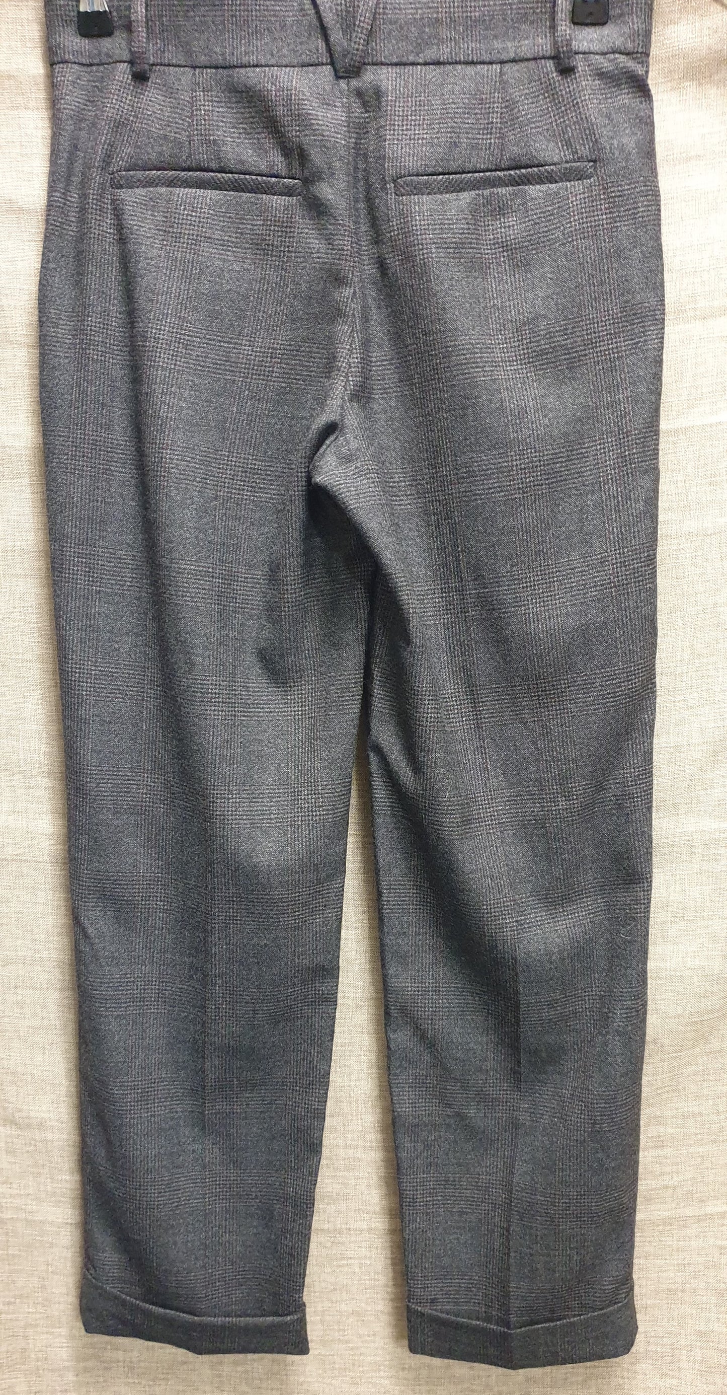 All Saints Grey Checked Wide Leg Wool Mix Trousers UK 6