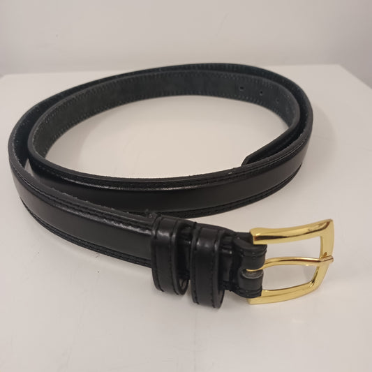 XXL Black Leather Belt With Gold Buckle