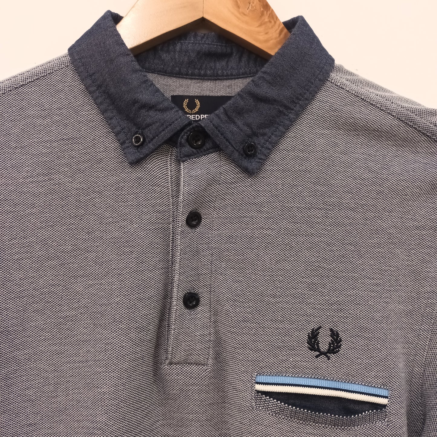 Fred Perry Size Medium Slim Fit Blue Polo Shirt