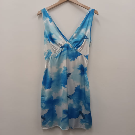 BNWT Missguided Size 12 Blue White Slip Dress