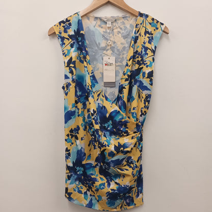 BNWT Precis Size 18 Blue Yellow Floral Wrap Top