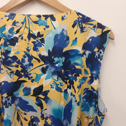 BNWT Precis Size 18 Blue Yellow Floral Wrap Top