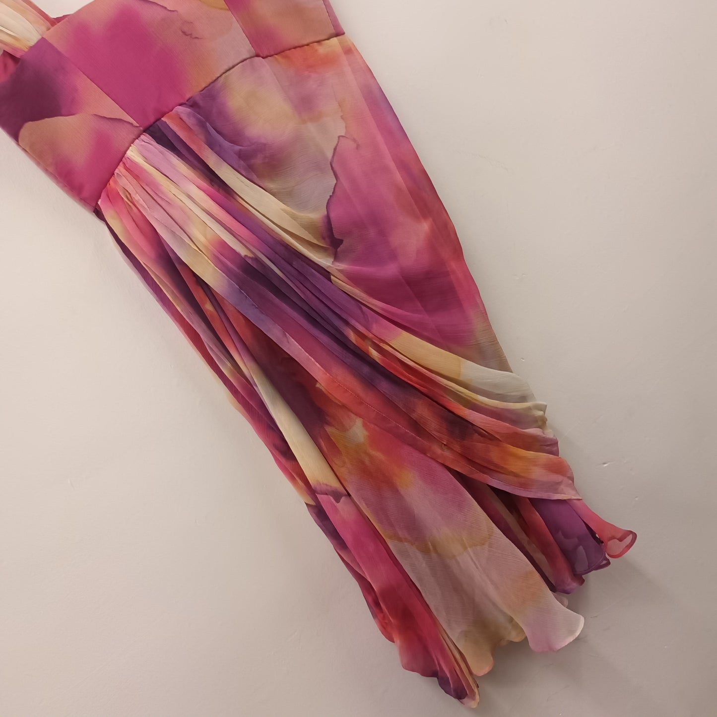 Per Una Spezial Size 12 Pink Purple Tie Dye 100% Silk Dress