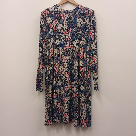 M&S Collection Size 20 Blue Floral Long Sleeve Dress