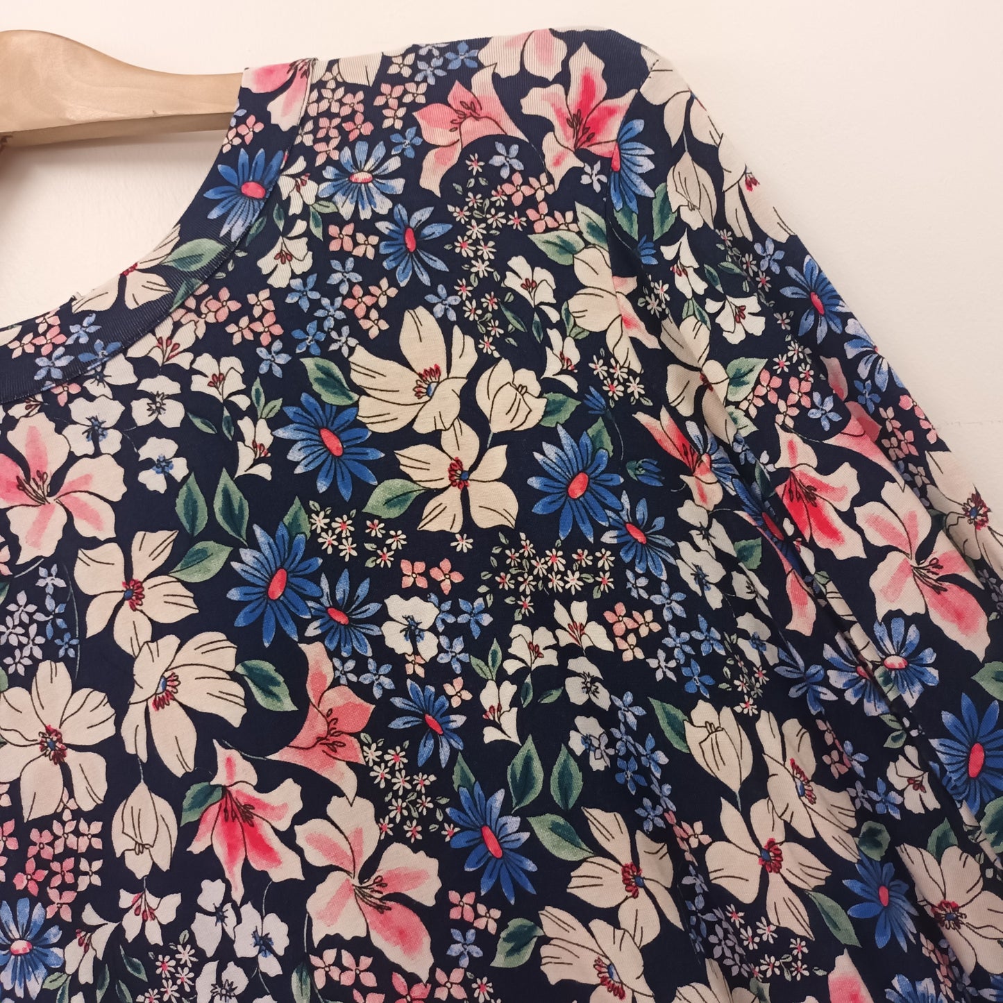 M&S Collection Size 20 Blue Floral Long Sleeve Dress