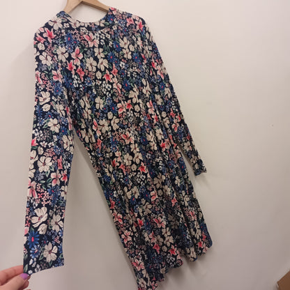 M&S Collection Size 20 Blue Floral Long Sleeve Dress