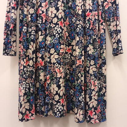 M&S Collection Size 20 Blue Floral Long Sleeve Dress