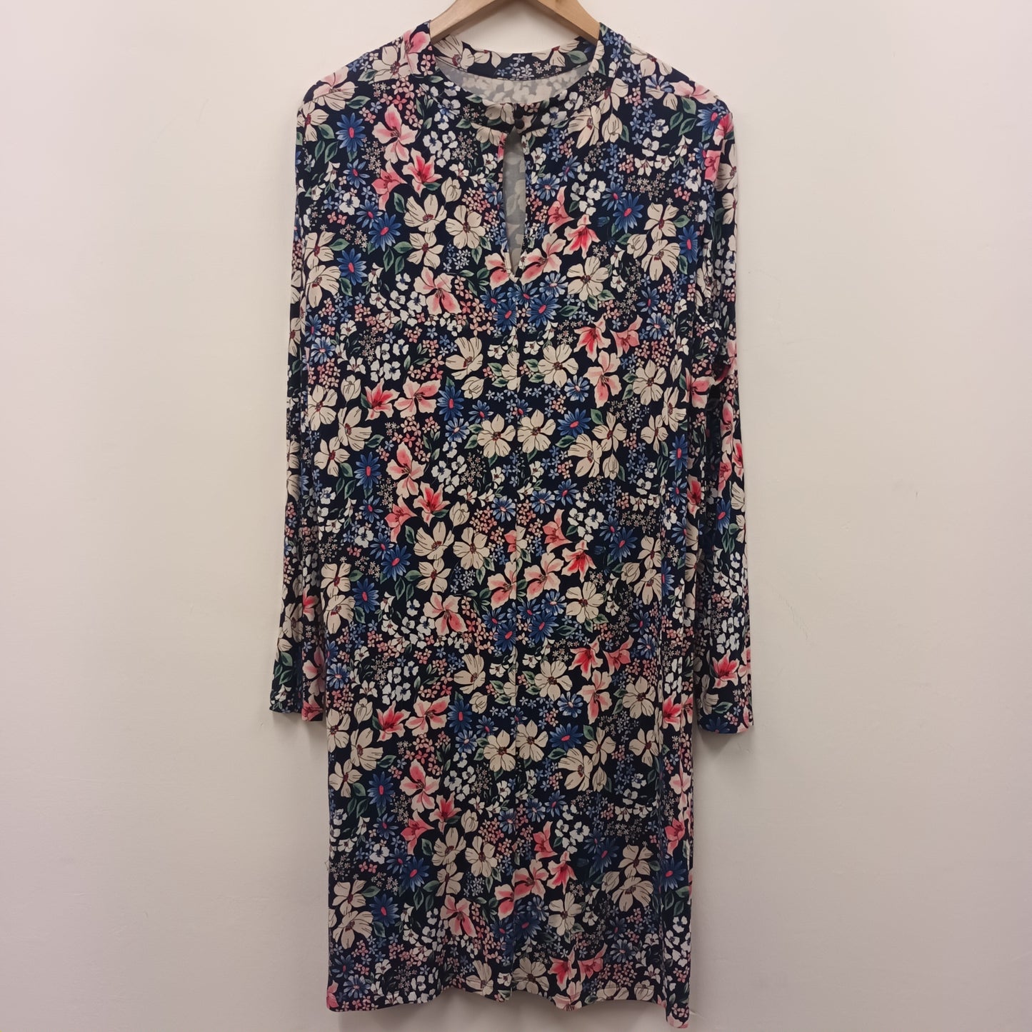 M&S Collection Size 20 Blue Floral Long Sleeve Dress