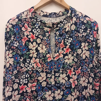 M&S Collection Size 20 Blue Floral Long Sleeve Dress