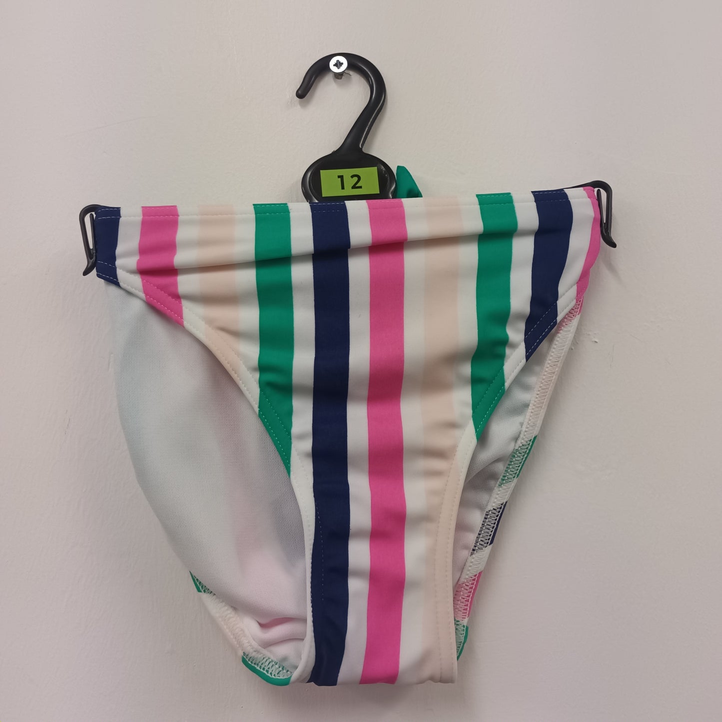 BNWT M&S Size 12 / 16 Candy Stripe Bikini Top & 2 Bottoms Set