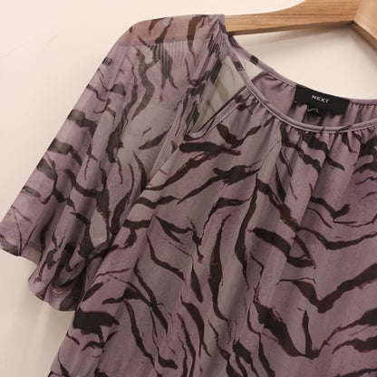 Next Size 12 Purple Mesh Print Dress