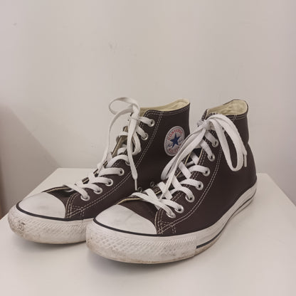 Converse All Star Chuck Taylor Brown Leather High Tops Size 9 Trainers