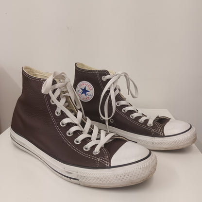 Converse All Star Chuck Taylor Brown Leather High Tops Size 9 Trainers