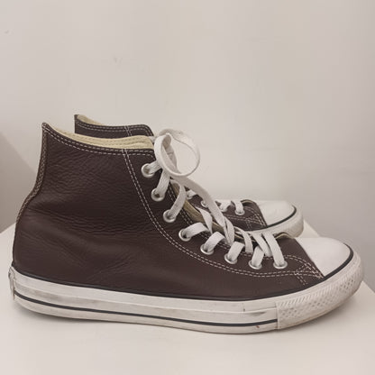 Converse All Star Chuck Taylor Brown Leather High Tops Size 9 Trainers