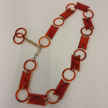 Vintage Retro Plastic Amber Chain Belt