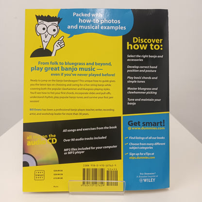 Banjo For Dummies Paper Back Book Includes CD