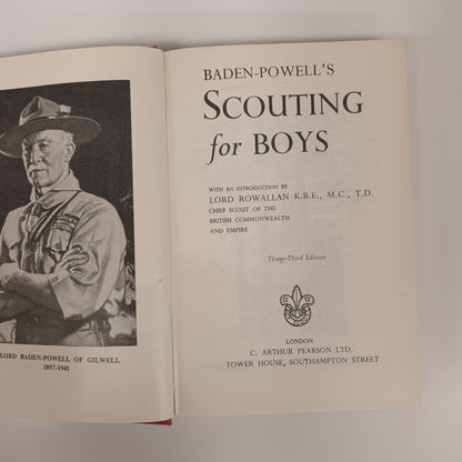 Thirty Second Edition Scouting For Boys By Lord Baden-Powell Hard Back Book