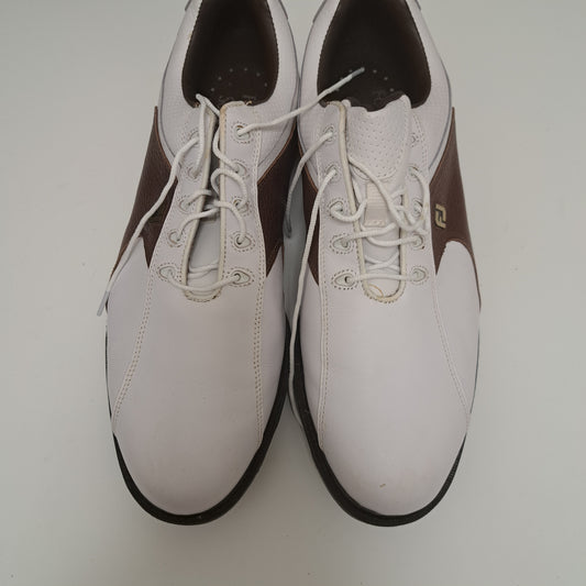 Footjoys Softjoys Mens White and Brown Lace Up Leather Golf Shoes