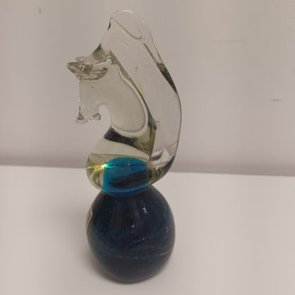 Mdina Glass Horse Paperweight Signed