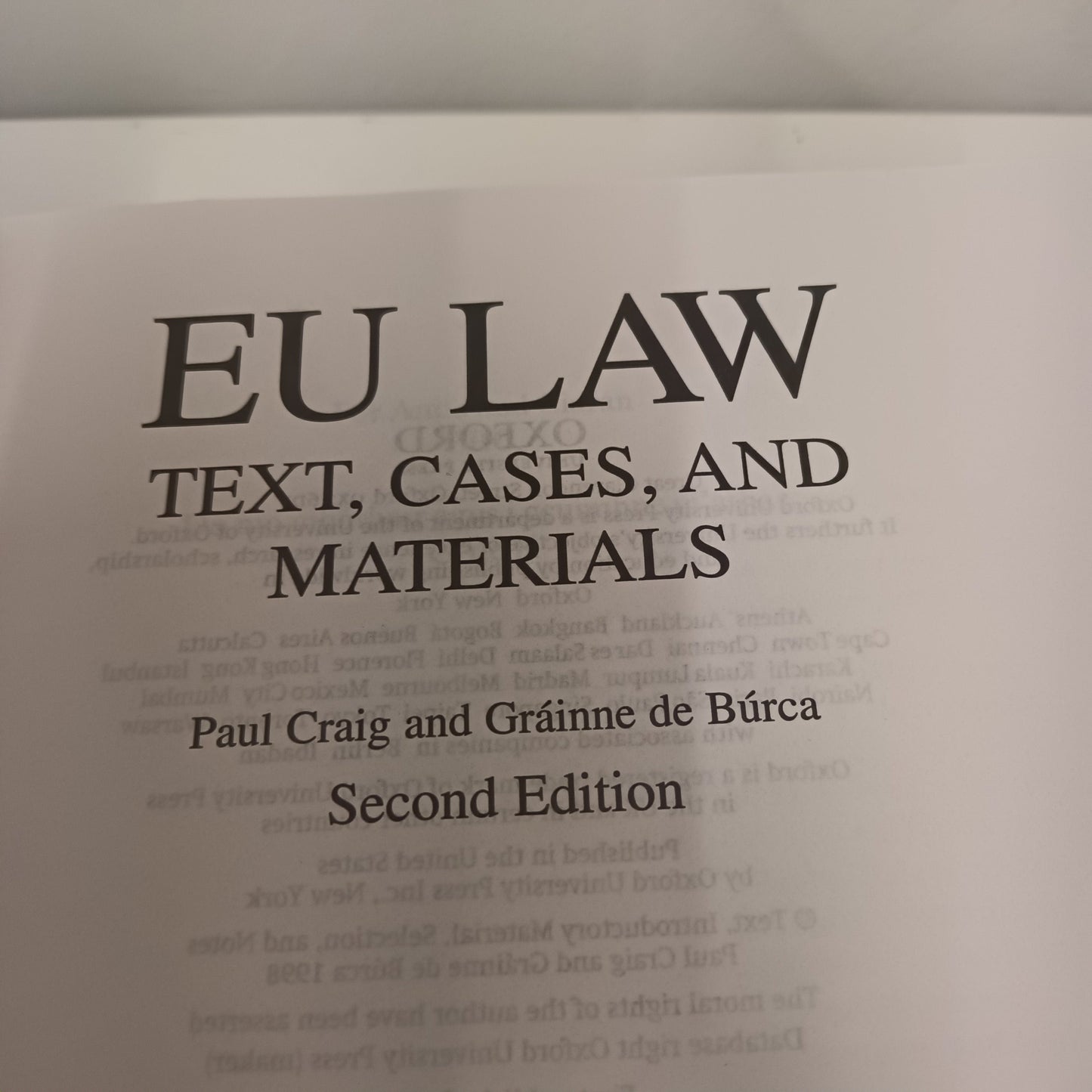 EU Law Text Cases And Materials Second Edition Book By Paul Craig