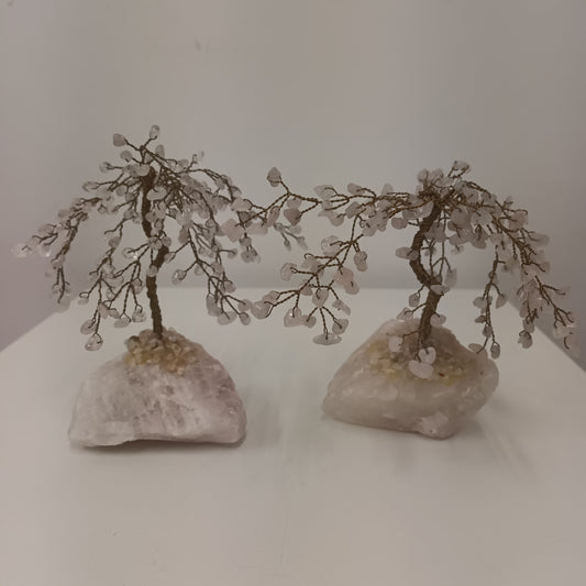 Set Of 2 Handmade Vintage Tree Of Life Rose Quartz Ornaments