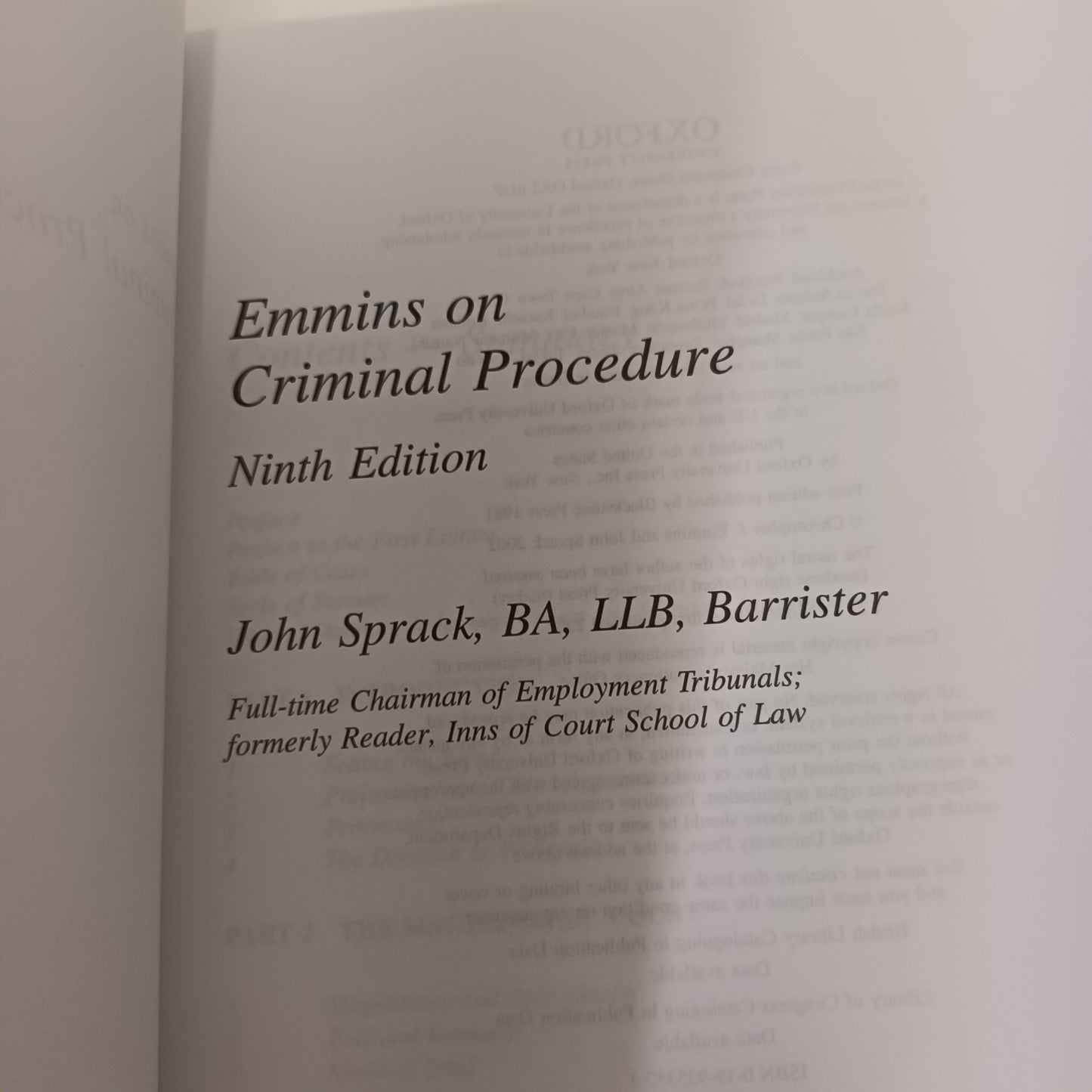 Emmins On Criminal Procedure By John Sprack Ninth Edition