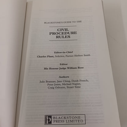 Blackstone's Guide To Civil Procedure Rules Book