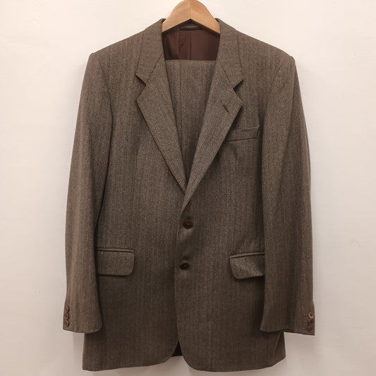 Vintage Men's Jaeger Brown Herringbone Waist 34" Chest 36" Trouser Suit