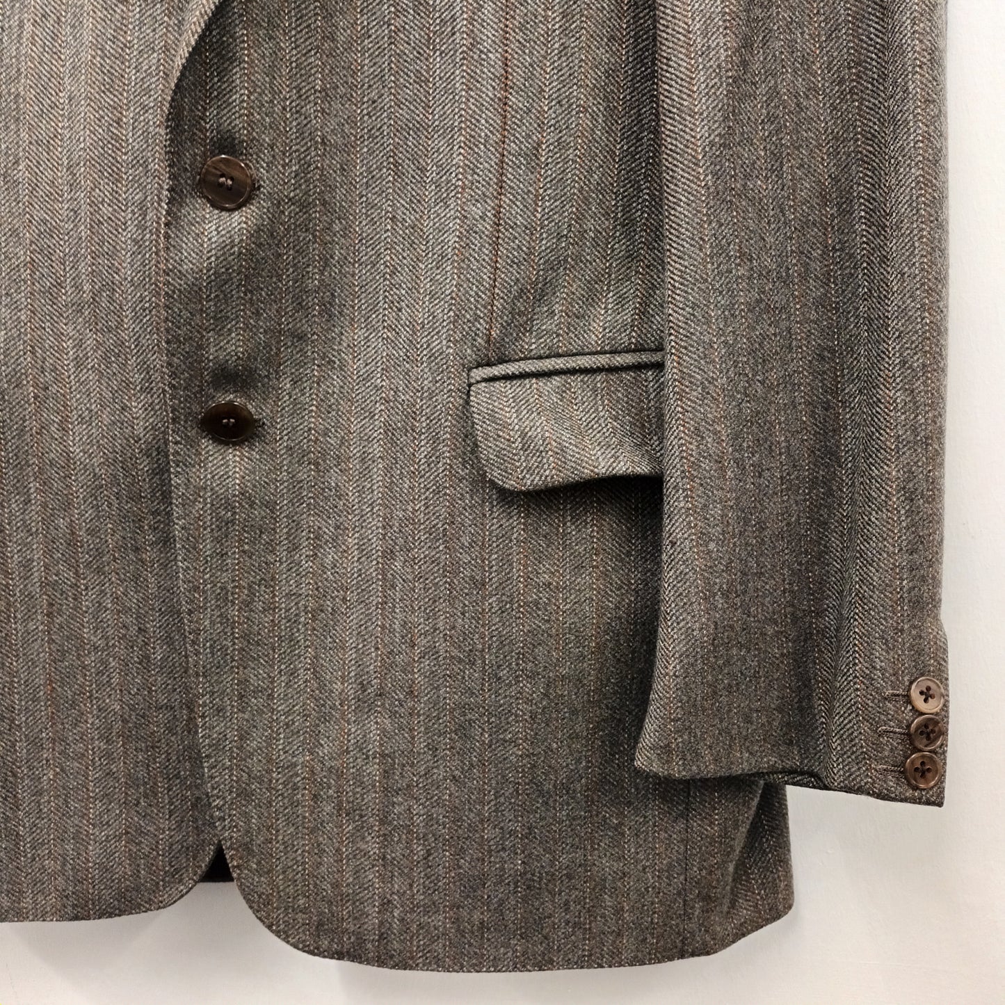 Vintage Men's Jaeger Brown Herringbone Waist 34" Chest 36" Trouser Suit