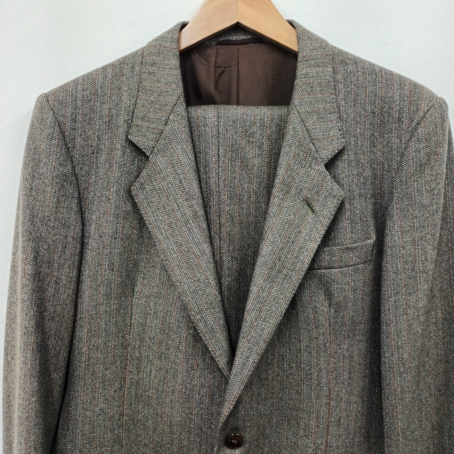 Vintage Men's Jaeger Brown Herringbone Waist 34" Chest 36" Trouser Suit