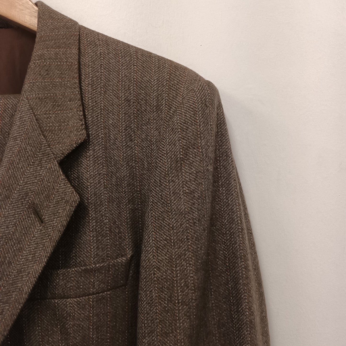 Vintage Men's Jaeger Brown Herringbone Waist 34" Chest 36" Trouser Suit