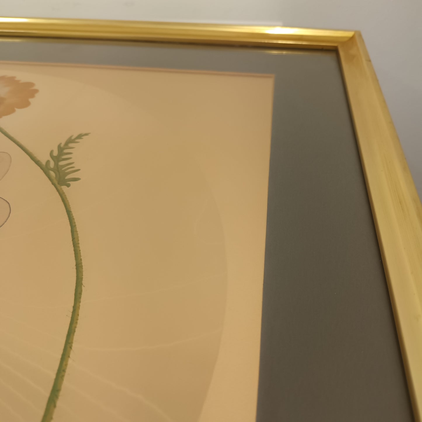 1970's Michelle Emblem Gold Foil Signed Poppy Nymph Framed Picture