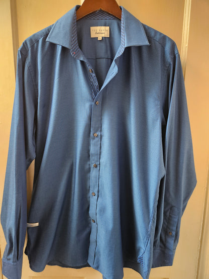 Ted Baker Endurance Mens Long Sleeved Blue Shirt - Size 16 - Excellent Condition