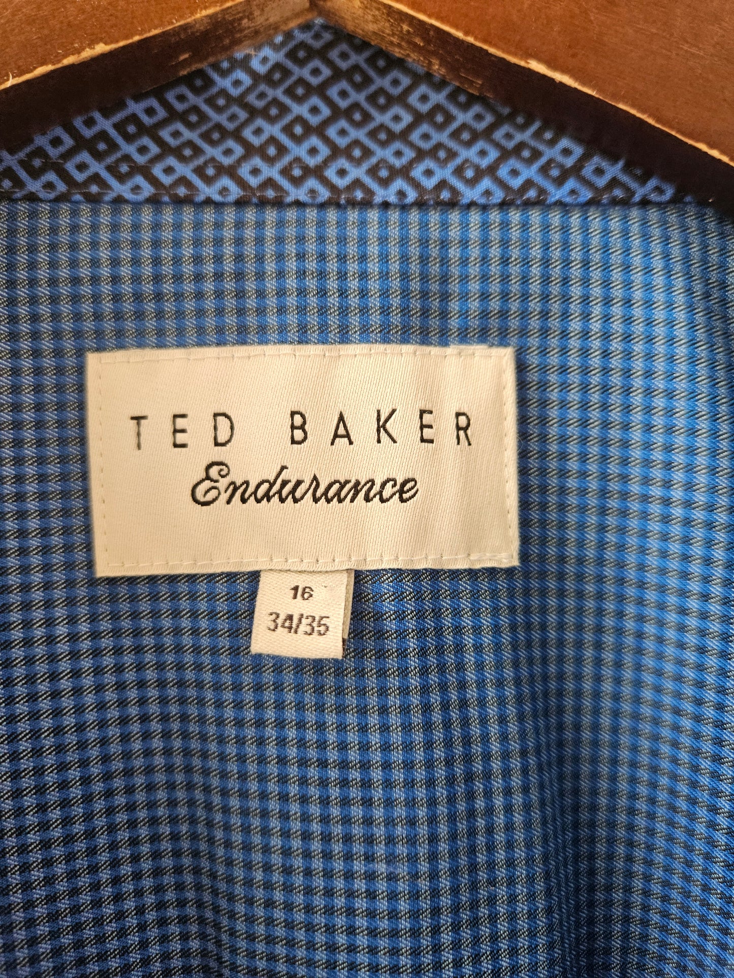 Ted Baker Endurance Mens Long Sleeved Blue Shirt - Size 16 - Excellent Condition