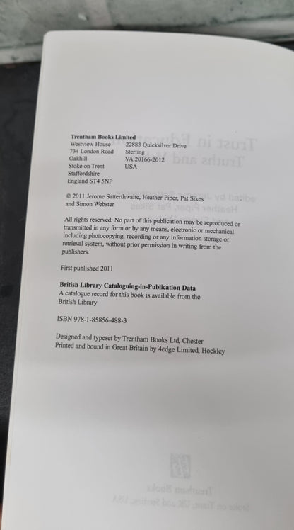 Trust in Education Truths and Values Paperback