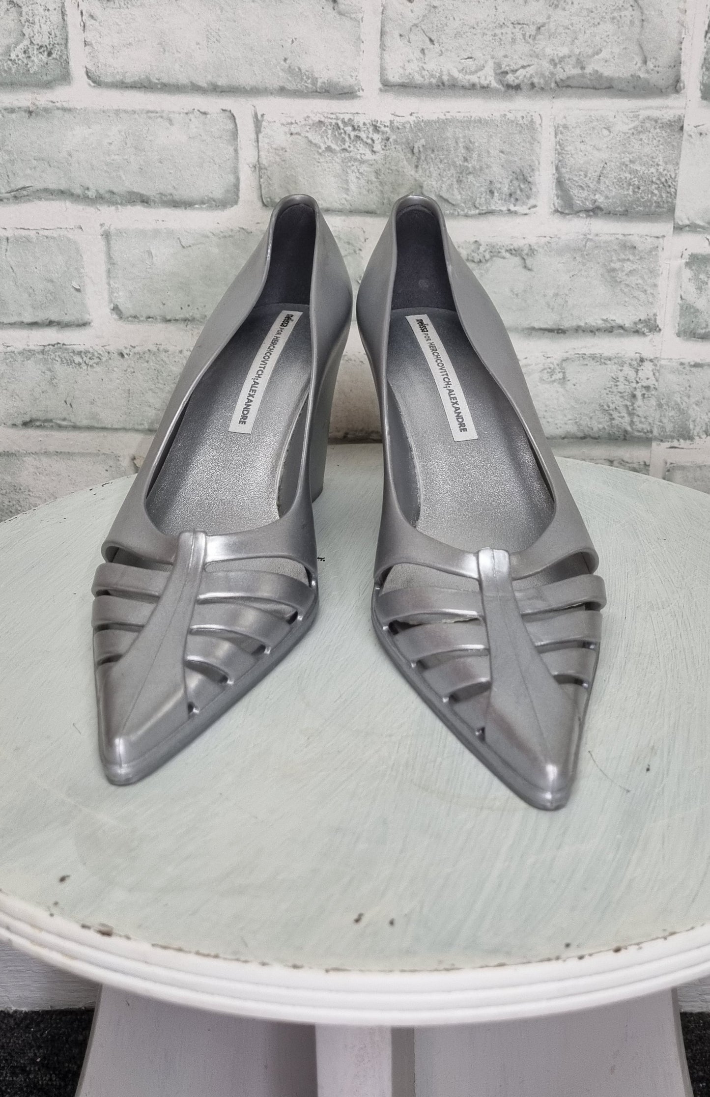 Melissa for Alexandre Herchcovitch Silver Pointy Jelly Wedges Size 40/41
