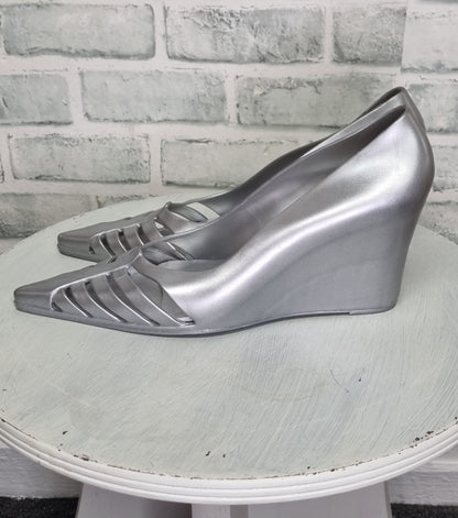 Melissa for Alexandre Herchcovitch Silver Pointy Jelly Wedges Size 40/41