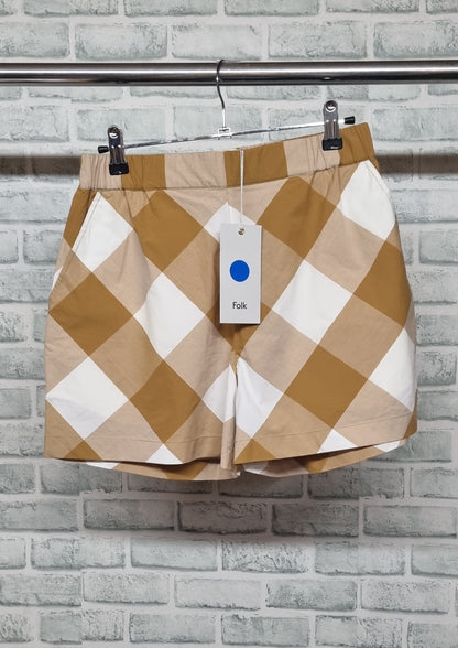 Folk Diagonal Tan Check Signal Shorts Size 0 BNWT