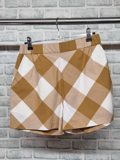 Folk Diagonal Tan Check Signal Shorts Size 0 BNWT