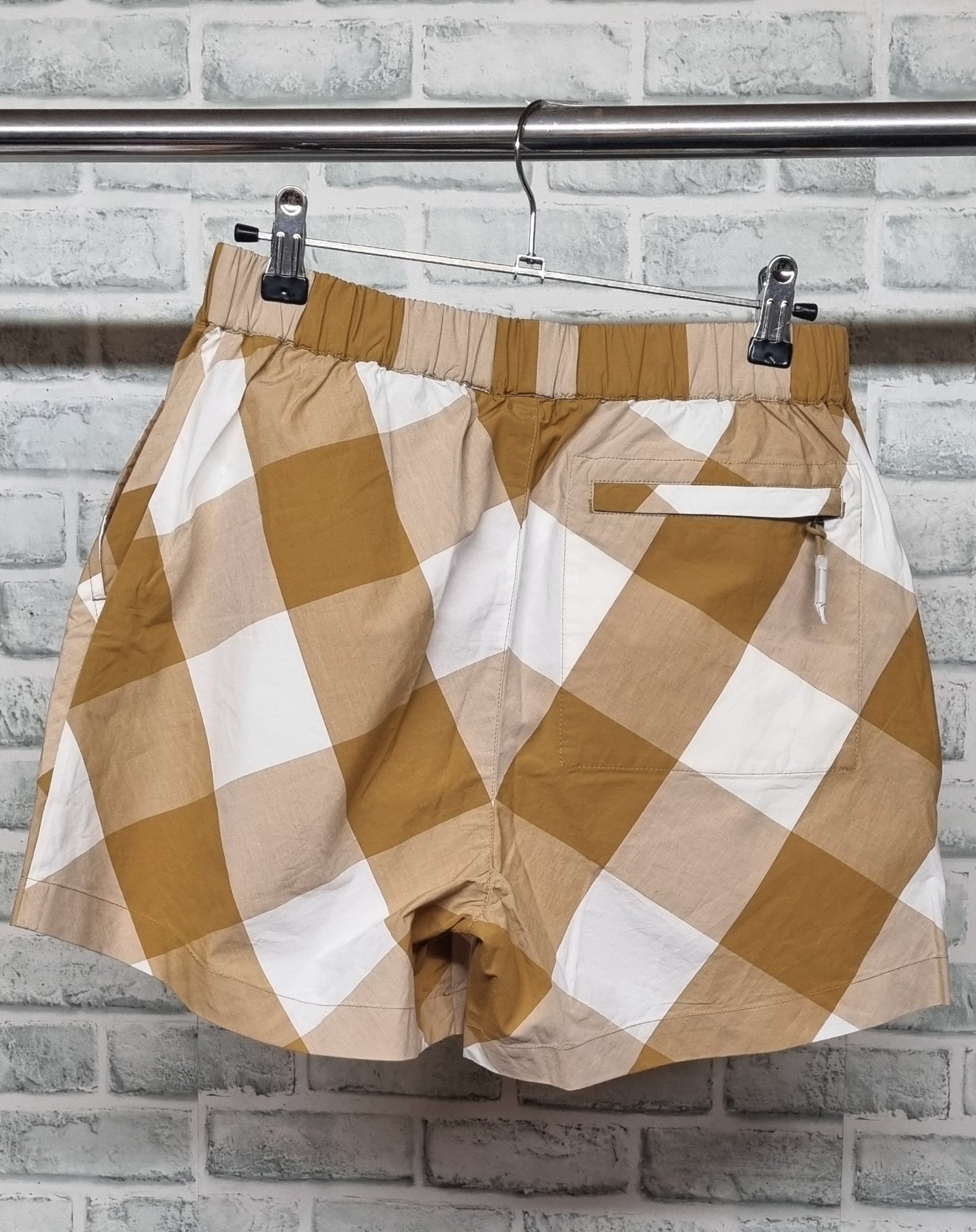 Folk Diagonal Tan Check Signal Shorts Size 0 BNWT