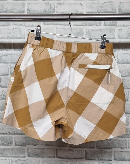 Folk Diagonal Tan Check Signal Shorts Size 0 BNWT