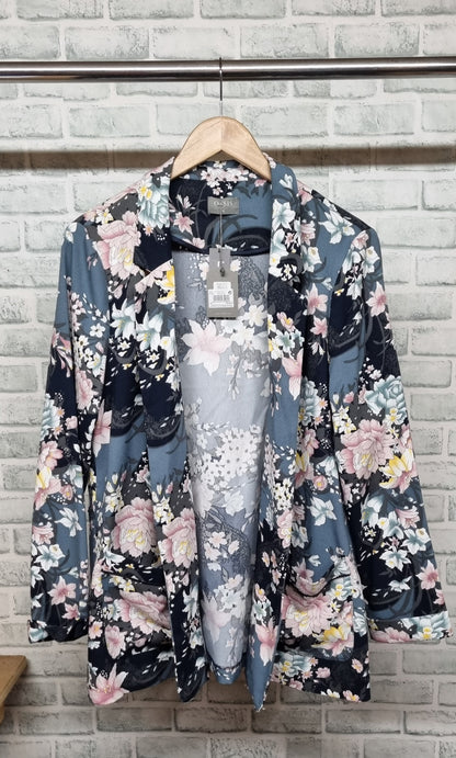 Oasis Light Blue Floral Pant Suit Size 16