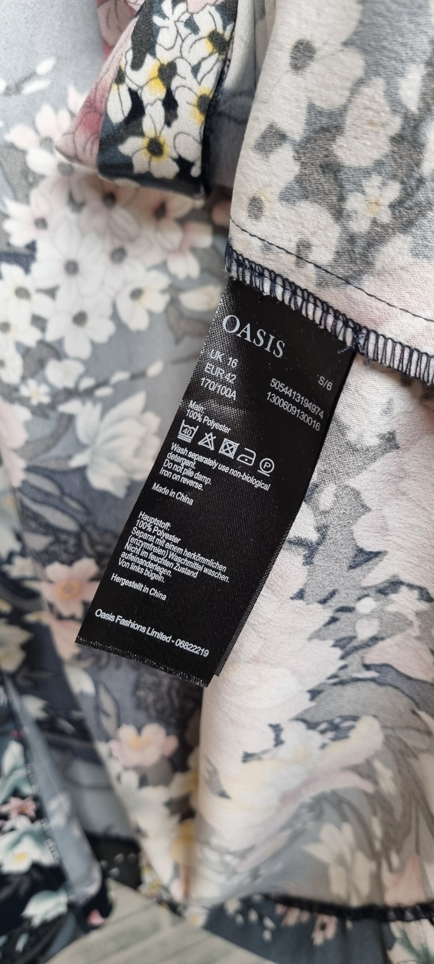 Oasis Light Blue Floral Pant Suit Size 16