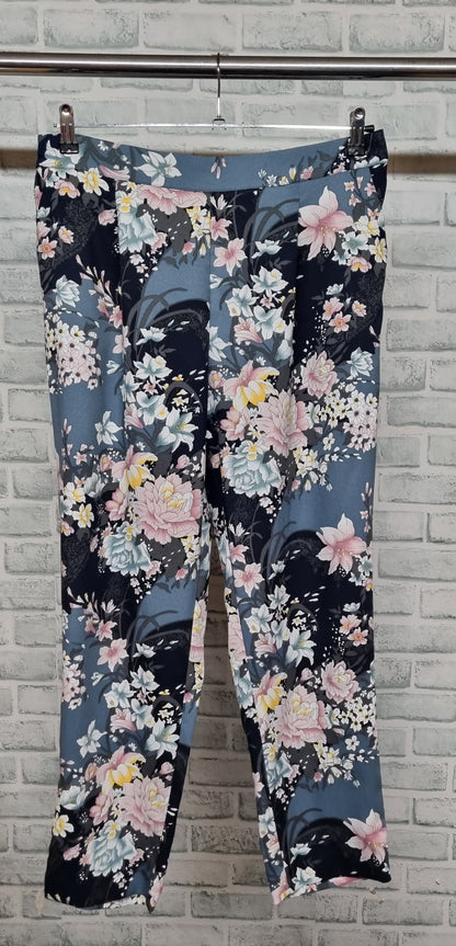 Oasis Light Blue Floral Pant Suit Size 16