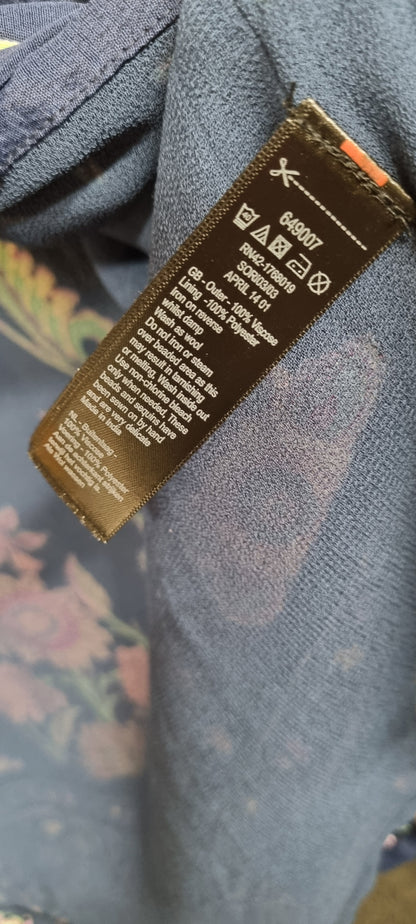 Monsoon Hand-Embellished Navy Floral Open Light Jacket Size Large BNWT