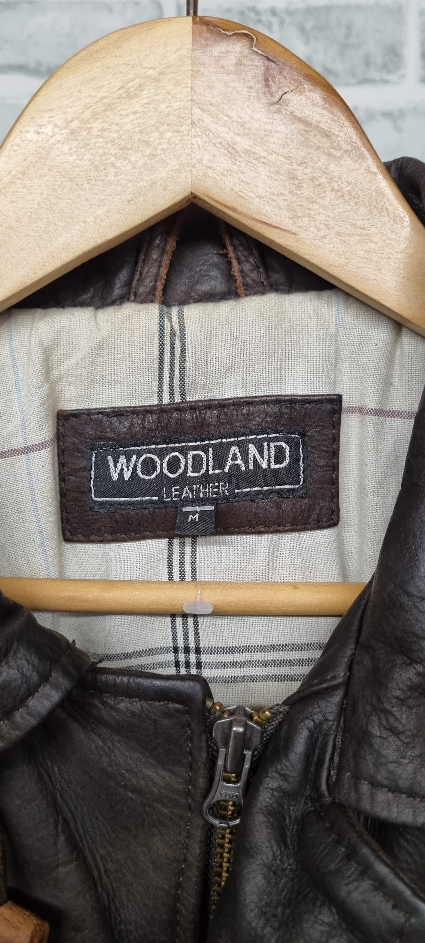 Woodland Dark Brown Leather Coat Size Medium