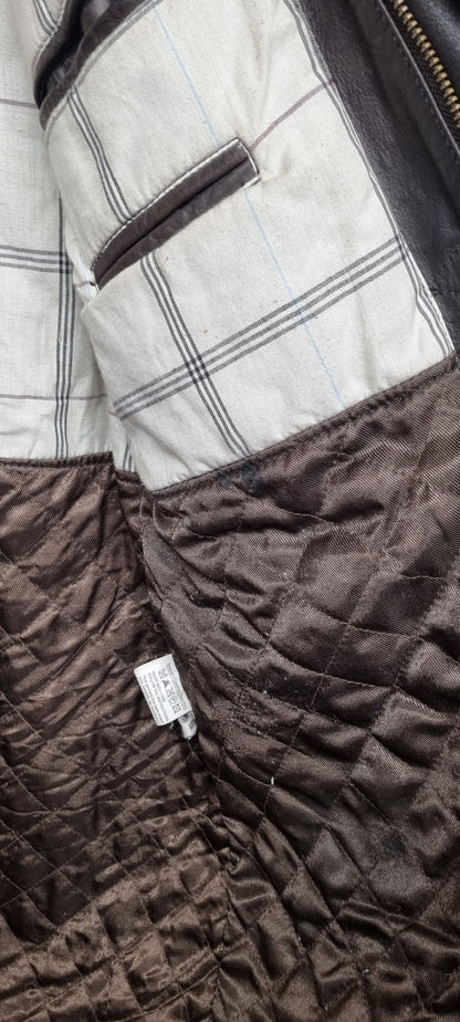 Woodland Dark Brown Leather Coat Size Medium