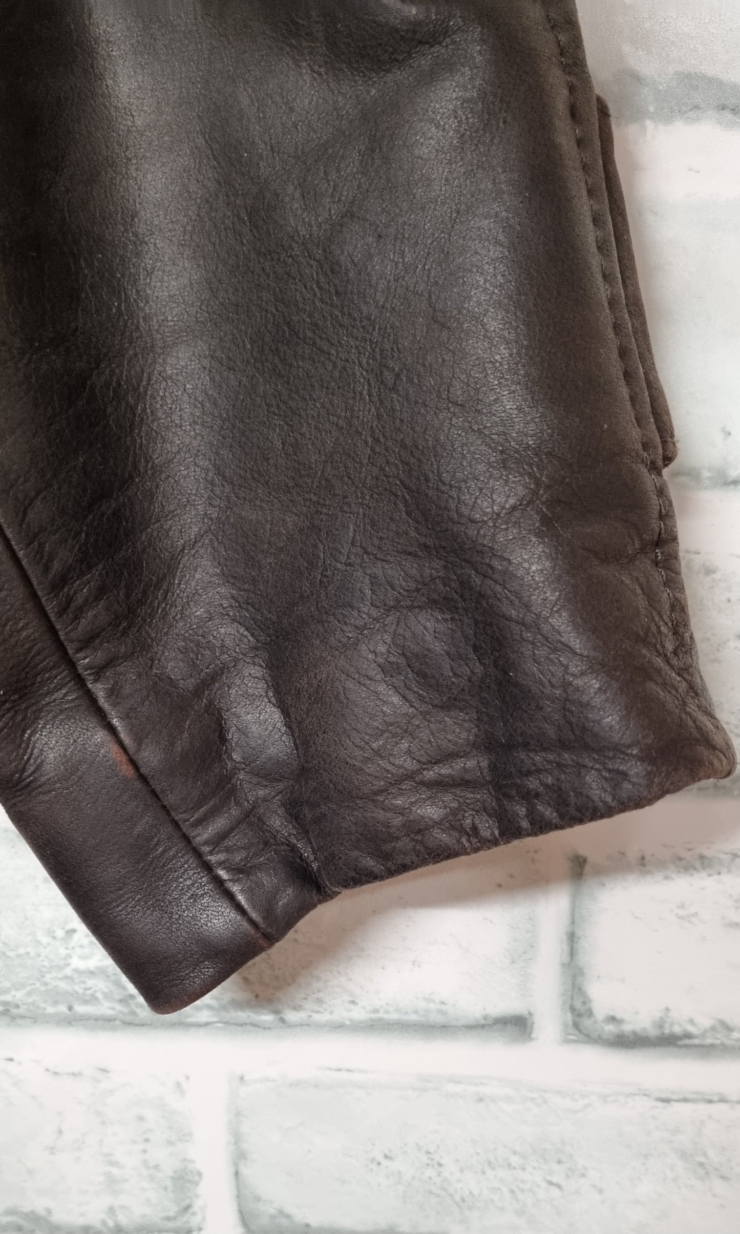 Woodland Dark Brown Leather Coat Size Medium