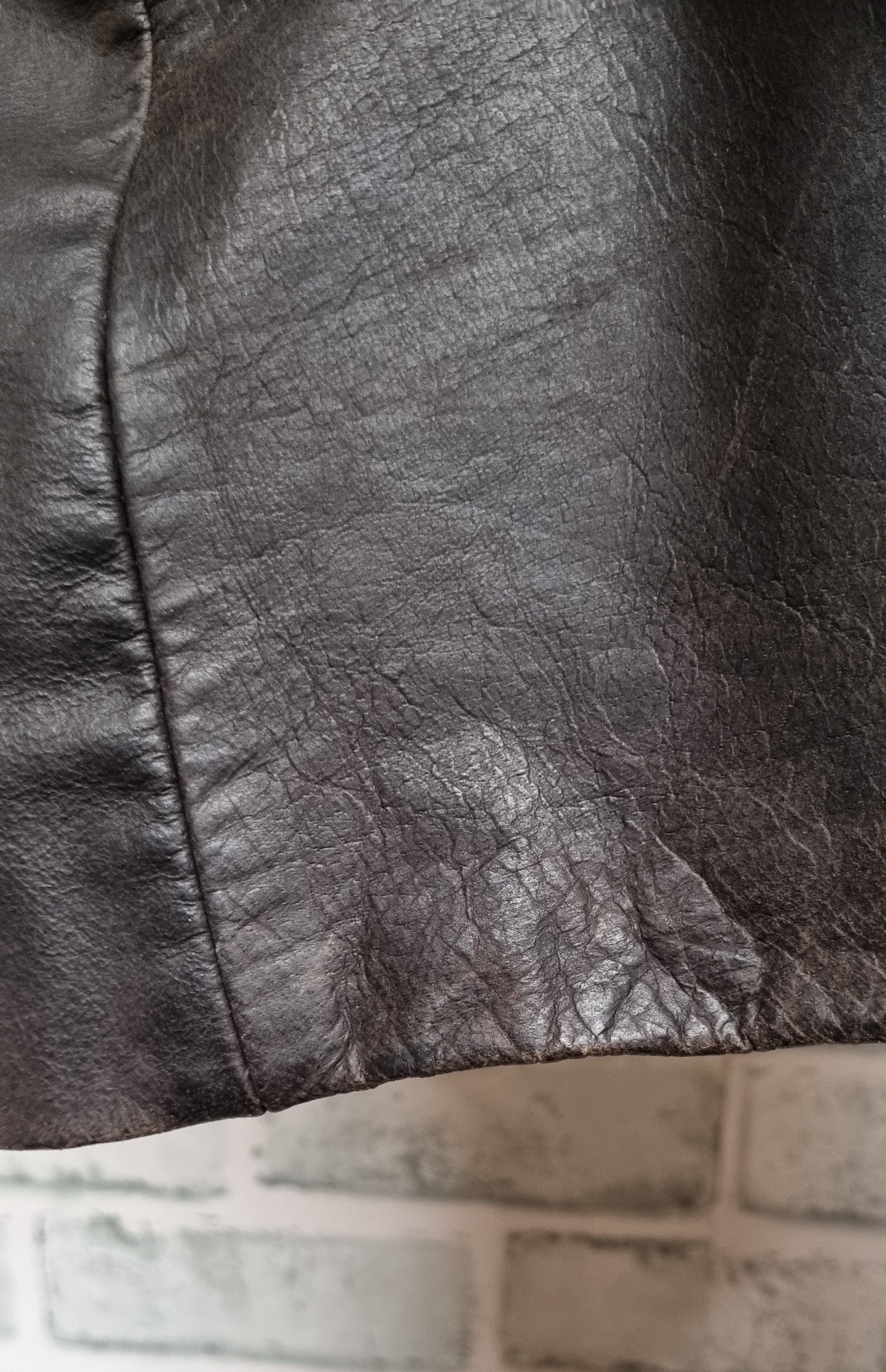 Woodland Dark Brown Leather Coat Size Medium